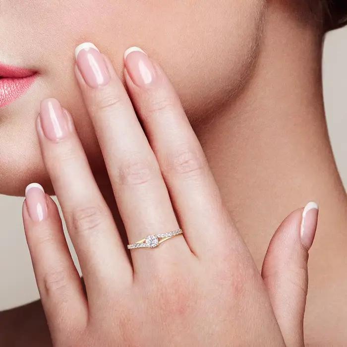 Bague en or jaune véritable 9K 375 pour femme