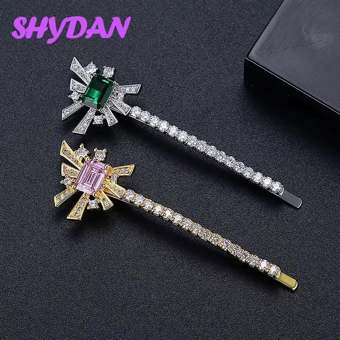 Pince à cheveux SHYDAN en argent sterling 925 et or 18 carats avec zircon rose pour femme
