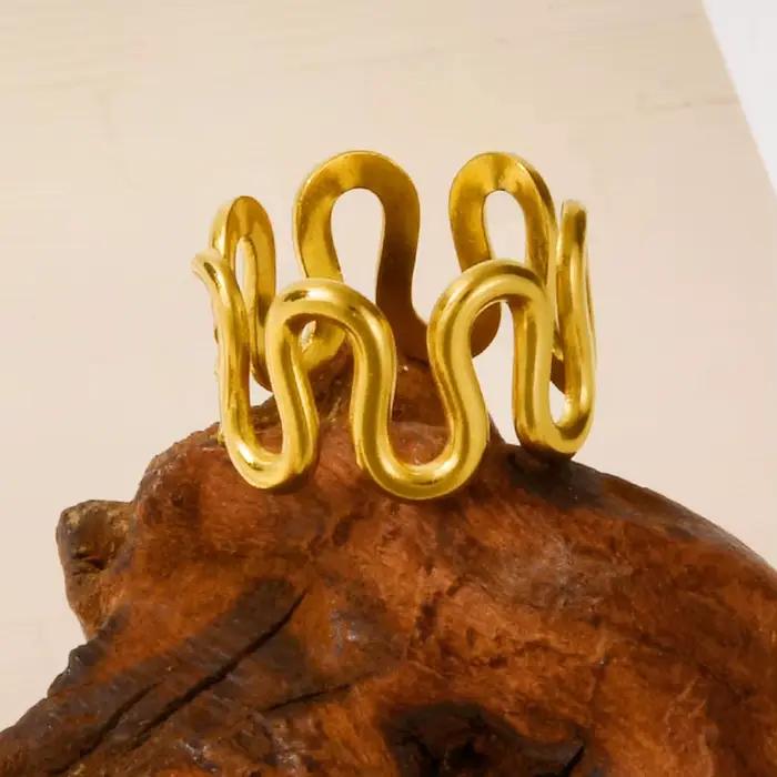 Bague ouverte réglable en acier inoxydable pour hommes et femmes