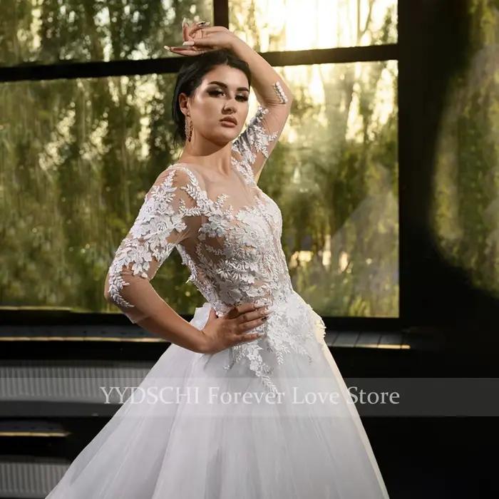Robes de mariée élégantes à dos ouvert avec appliques en dentelle 2026