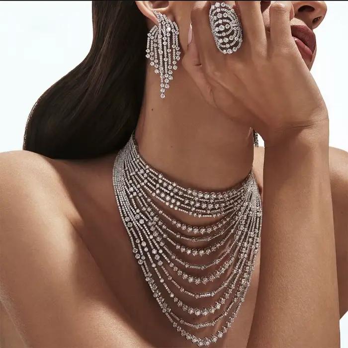 Missvikki luxe mode squelette mariée ensembles de bijoux de mariage collier bracelet boucles d'oreilles bague 4 pièces