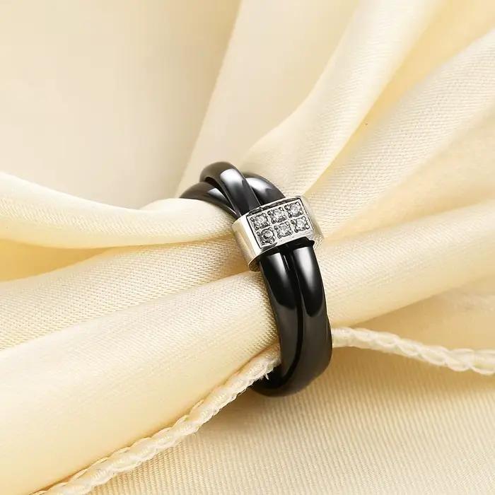 Bague en céramique noire et blanche pour femme, ensemble de phases croisées d'ouverture, bague en acier au titane, bijoux Zunderes, cadeau de fête, nouvelle mode