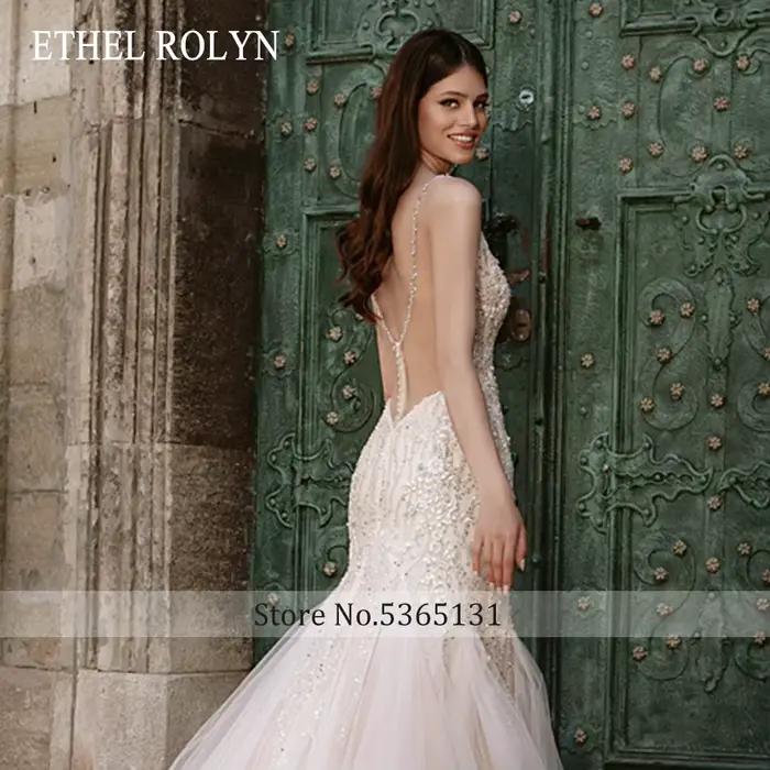 ETHEL ROLYN luxe sirène robe De mariée pour les femmes Sexy chic chérie perles cristal bouton