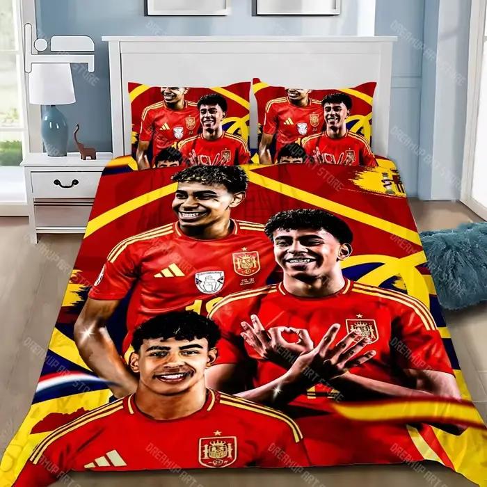 Housse de couette étoiles de Football, taie d'oreiller, ensemble de literie pour adulte, garçon et fille, décoration de chambre à coucher en yamal, cadeau pour enfants, simple, Double taille