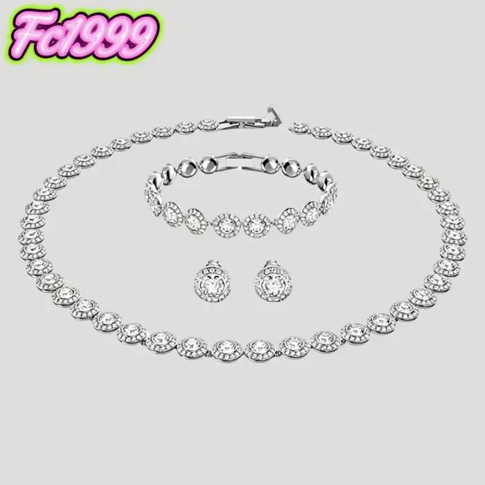 Ensemble de bijoux rond très vendu, comprenant des boucles d'oreilles, un bracelet et un collier, pour tous les jours, les fêtes et les banquets, bijoux de mariage