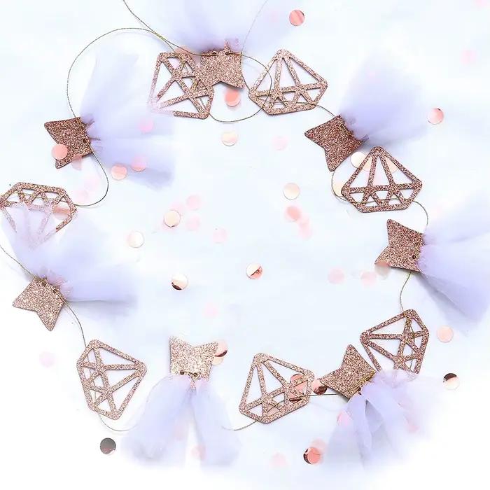 Bannière de mariée en or rose papier pailleté pour mariage fiançailles et enterrement de vie de jeune fille装饰性婚庆装饰带用于婚礼、订婚和单身派对