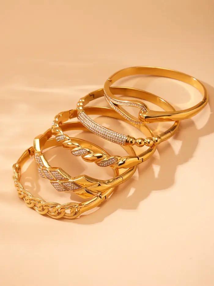 Bracelet Vintage incrusté de Zircon brillant pour femmes, en acier inoxydable, brillant, étanche, bijoux de luxe pour Banquet