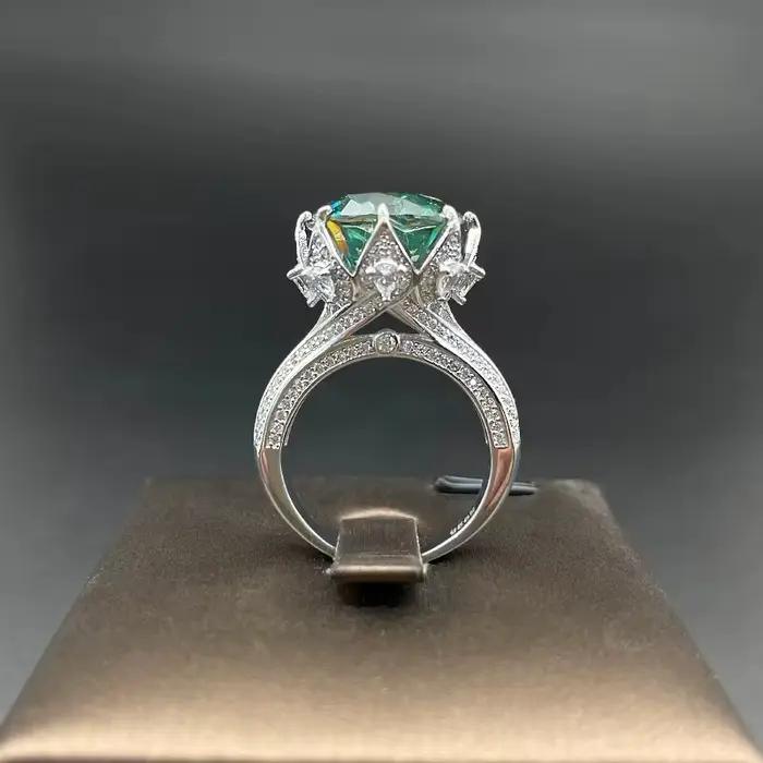 Bague Moissanite couleur D pour femme, 14mm, cadeau d'anniversaire de mariage, en argent Sterling 925, 10 carats, VVS1, coupe 3EX, diamant rond, bande de doigt