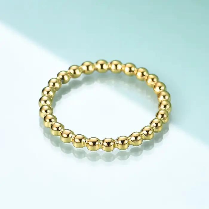 Alliance en acier inoxydable VQYSKO avec plaqué or 18 carats et motifs perles d'eau pour femmes occasions spéciales romantiques et soirées