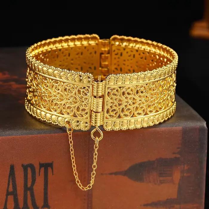 LUIZADA Bracelets de mariée plaqués or pour femme