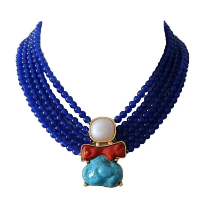 Collier en cristal de roche perlé fait à la main, ensemble de bijoux Vintage français haut de gamme, Style Court, accessoires de qualité supérieure