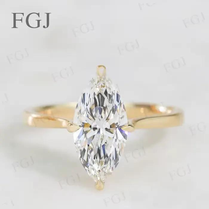 Bague Moissonite personnalisée en or 10K 14K 18K, alliance de mariage avec pierre D color VVS1, bijoux personnalisables pour occasions spéciales femmes et hommes