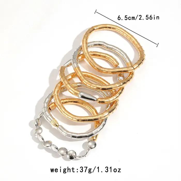 Parures de bijoux fantaisie exagérées pour femmes colliers et bracelets multicouches empilables color block accessoires élégants pour banquets occasions spéciales