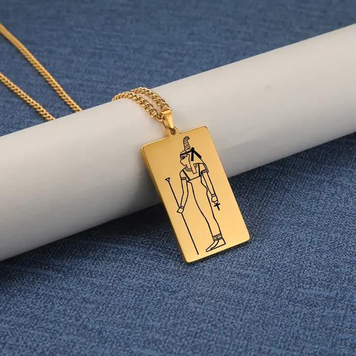 Collier en acier inoxydable avec pendentif des dieux et déesses égyptiens pour homme et femme, bijou historique pour célébrations et occasions spéciales