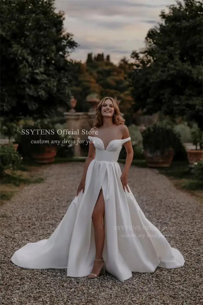 SSYTENS élégant blanc robes De mariée civile bohème robe