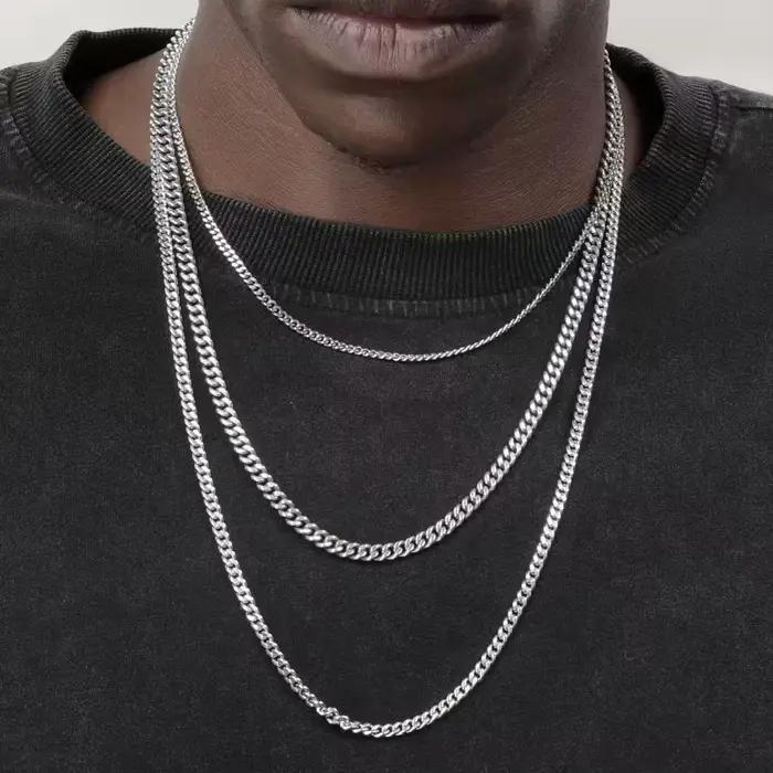 Hip Hop chaîne cubaine collier Rock acier inoxydable chaîne de base hommes collier Simple collier pour femmes mode fête bijoux
