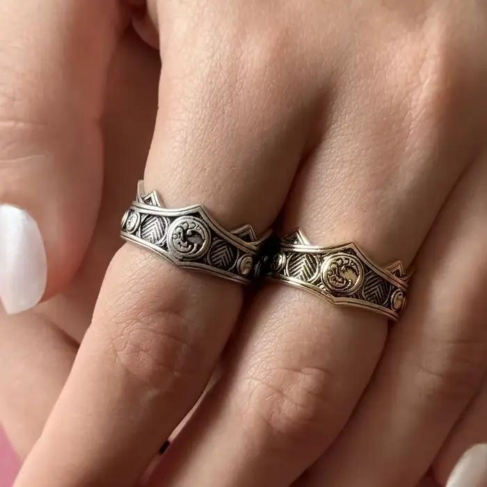 Bague de famille en forme de Dragon, Vintage, gothique, médiéval, Dragons, bijoux, accessoires de fête Cosplay, cadeaux