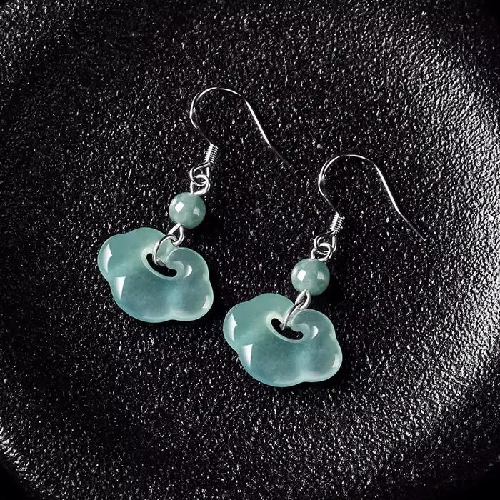 Boucles d'oreilles Ruyi en jade bleu de qualité A naturel argent sterling 925 pour femmes occasions spéciales élégantes