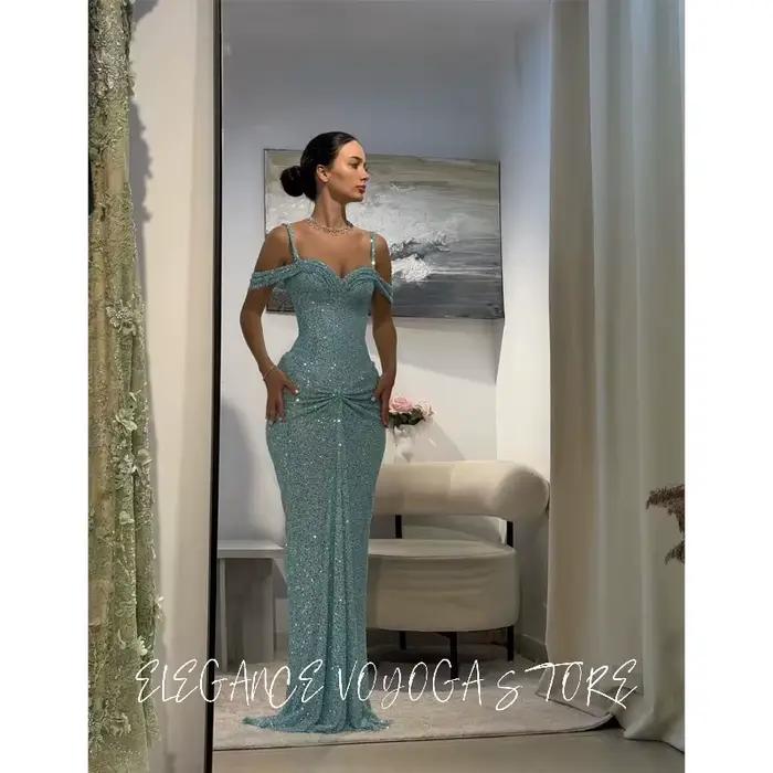Robe de mariée en tulle bleu EVS, fait sur mesure, avec train de balayage et soutien-gorge intégré pour femmes, idéale pour soirées officielles et événements de prestige