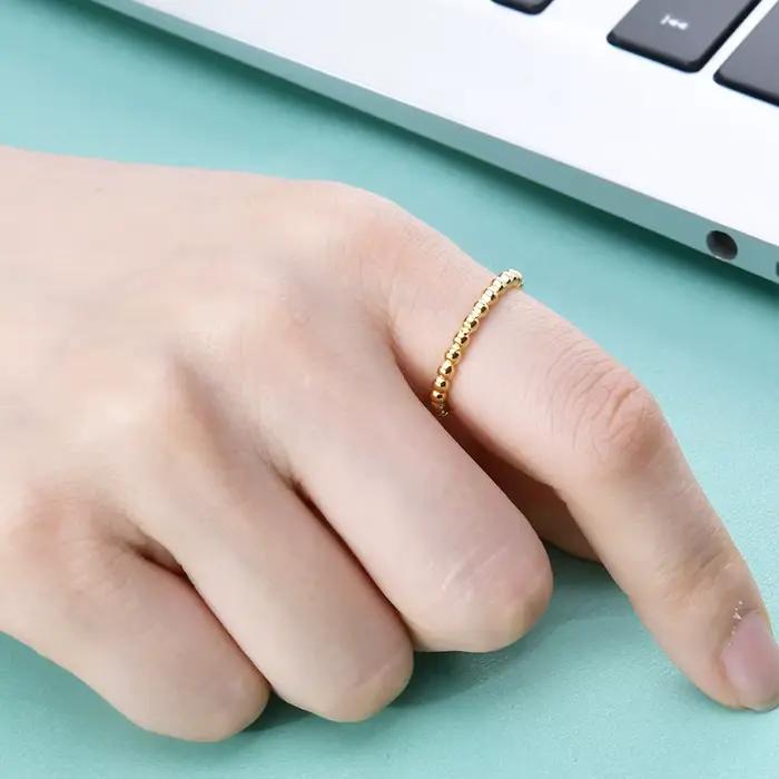 Alliance en acier inoxydable VQYSKO avec plaqué or 18 carats et motifs perles d'eau pour femmes occasions spéciales romantiques et soirées