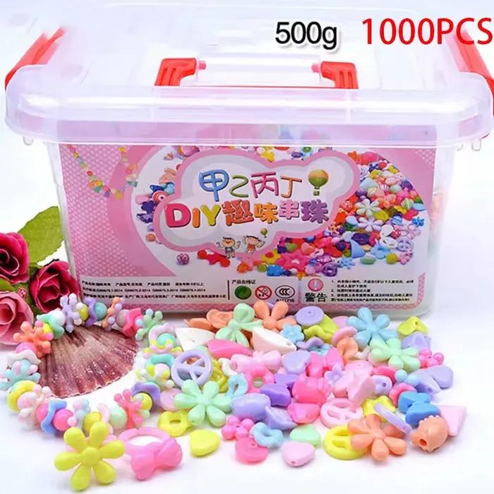 1000 pièces bricolage à la main jouet perlé avec boîte de rangement créatif fille bijoux Bracelet fabrication de bijoux jouets éducatifs enfants cadeau