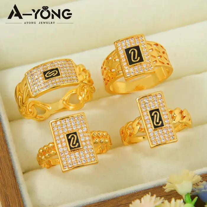 Bagues Hip Hop italiennes en zircone plaquées or 24 carats style punk arabe bijoux vintage pour femmes événements et soirées
