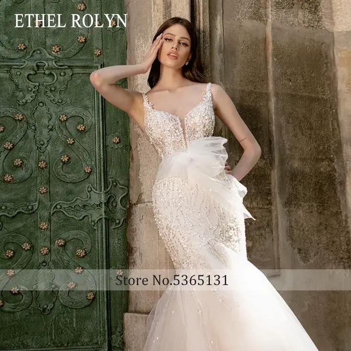 ETHEL ROLYN luxe sirène robe De mariée pour les femmes Sexy chic chérie perles cristal bouton