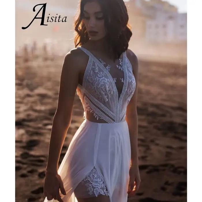 Robe de mariée princesse personnalisée avec appliques en dentelle à col en V