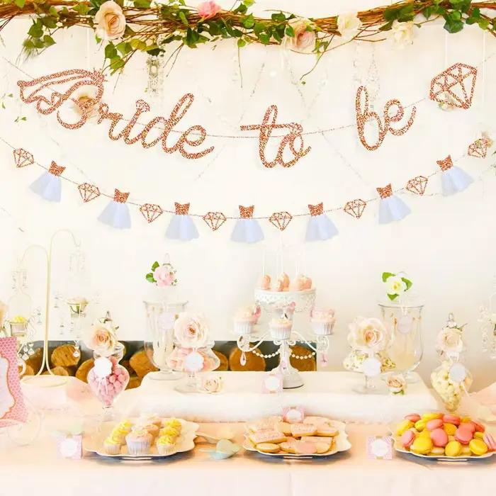 Bannière de mariée en or rose papier pailleté pour mariage fiançailles et enterrement de vie de jeune fille装饰性婚庆装饰带用于婚礼、订婚和单身派对