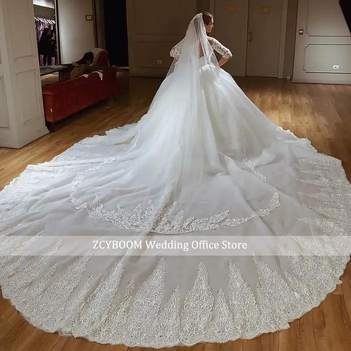 Robe de mariée princesse 2026 avec manches longues, décolleté en V, traîne chapelle et soutien-gorge intégré pour femmes enceintes occasions spéciales