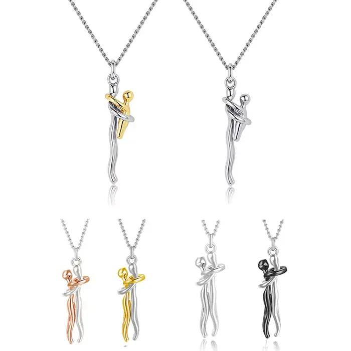 Collier pendentif en acier inoxydable pour mère et enfant, couleur argent et or, amour, breloque d'anniversaire de famille, bijoux cadeau