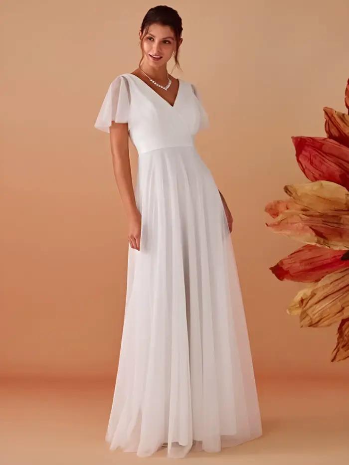 Robes de mariée blanches élégantes avec manches