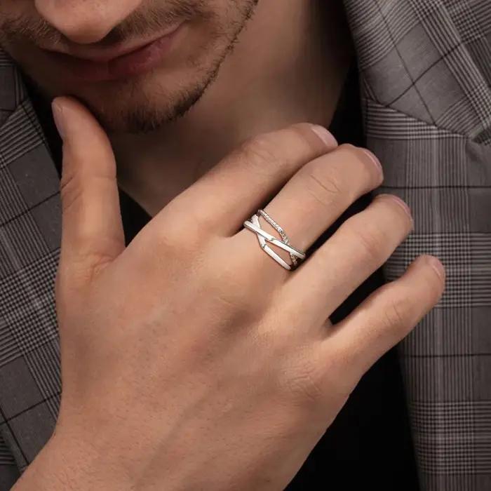 Bague géométrique torsadée réglable pour hommes et garçons