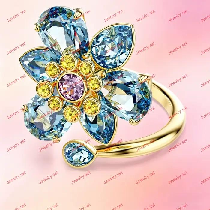 Nouvelle Série 2026 : Parure de Bijoux Luxe en Imitation Cristal – Collier, Boucles d'Oreilles et Bracelet Fleur – Cadeau de Noël de Luxe