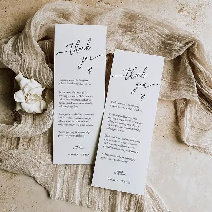 Cartes de remerciement personnalisées faire part de mariage menu de mariage décorations de table pour occasions spéciales mariage fiançailles fêtes