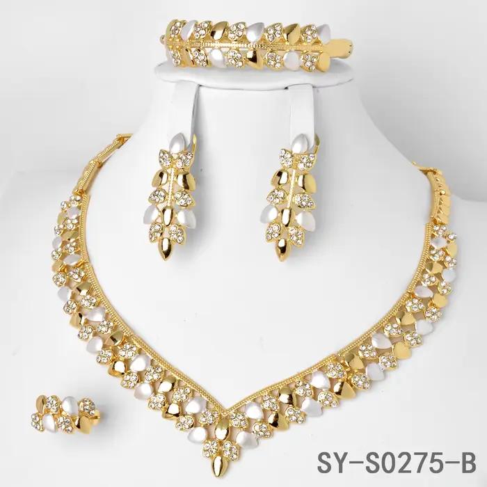 Ensemble de bijoux de luxe en forme de cuir chevelu plaqué or 18 carats