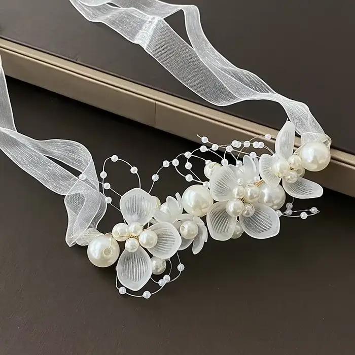 Printemps bohème filles mariée perle cheveux coiffure fleur couronne