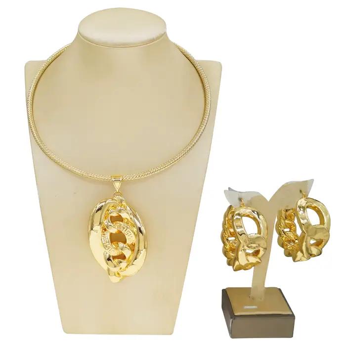 Yulaili grande taille boucle d'oreille collier pendentif brésilien italien ensemble de bijoux pour femmes dames cadeau accessoires de fête HK 125614
