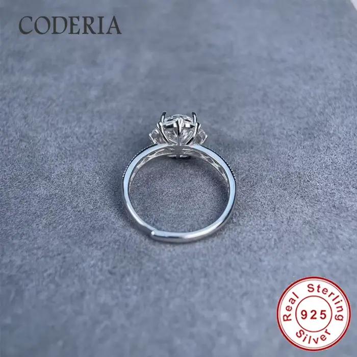 Bague en moissanite 2 carats taille ajustable plaquée or blanc 18 carats argent sterling 925 pour femmes occasions spéciales engagement mariage anniversaire