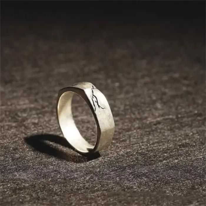 Bague Vintage craquelée pour hommes