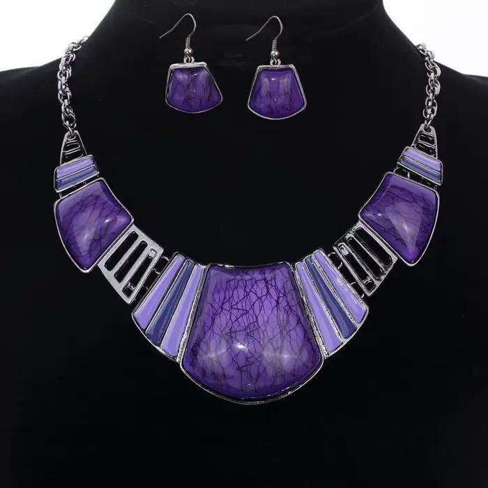 Ensemble de boucles d'oreilles et colliers à motifs Turquoise pour femmes