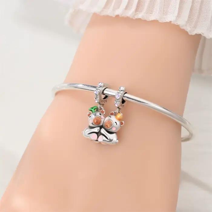 Pinky promesse Couple breloques perles 925 en argent Sterling tenant la main t'aime pendentif ajustement Original Bracelet bijoux à bricoler soi-même cadeau
