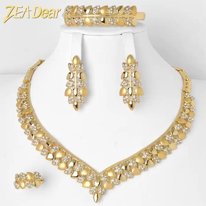 Ensemble de bijoux de luxe en forme de cuir chevelu plaqué or 18 carats