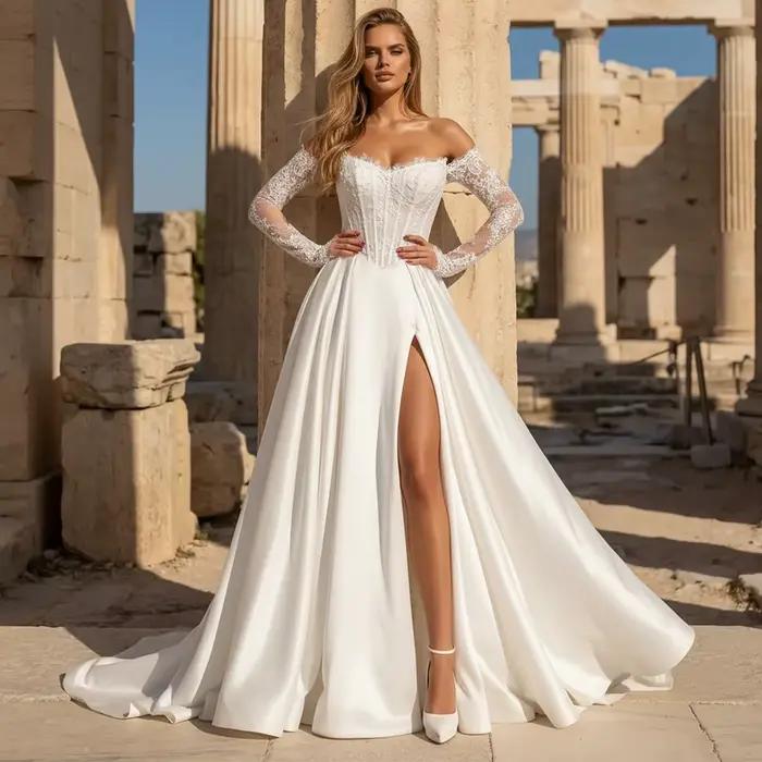 Robe de mariée élégante en Satin et dentelle pour femmes