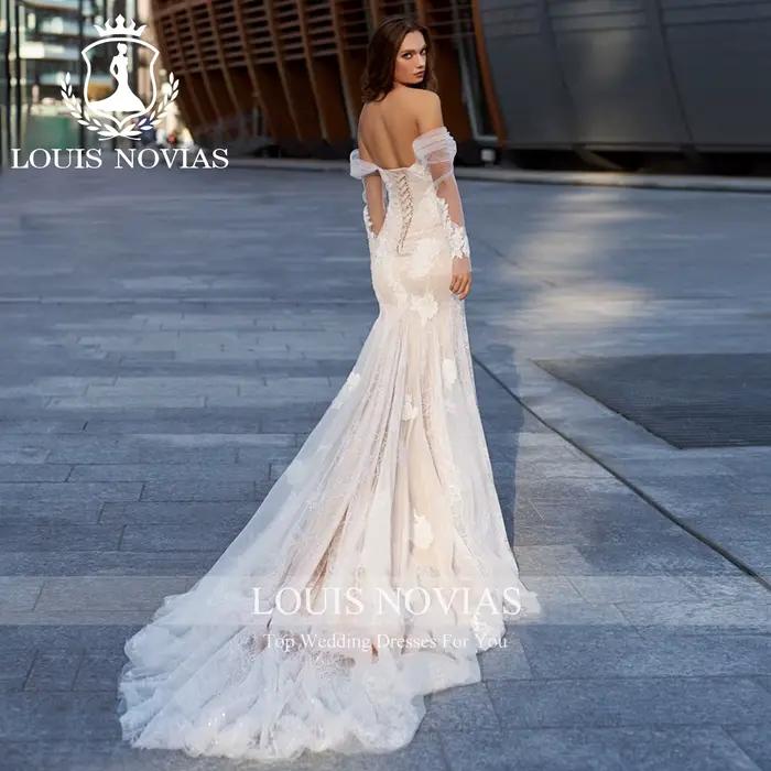 LOUIS NOVIAS robe De mariée Style sirène hors De l'épaule chérie Appliques dentelle trompette