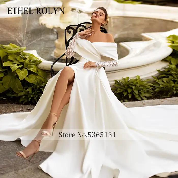 ETHEL ROLYN robe de mariée trapèze élégante en Satin chérie princesse