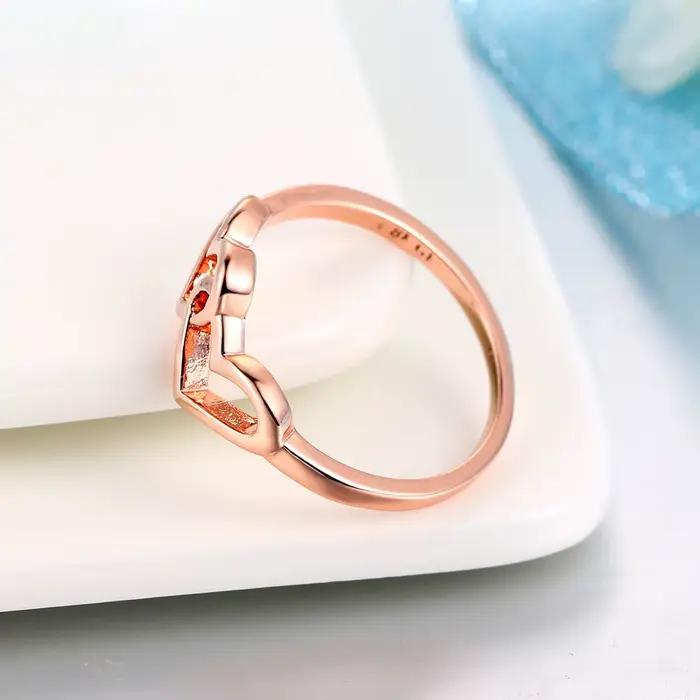 Bague Coeur à Coeur en Or Rose ou Plaqué Platine pour Femme, Alliance de Mariage, Bijou Fantaisie à Offrir pour Occasions Spéciales