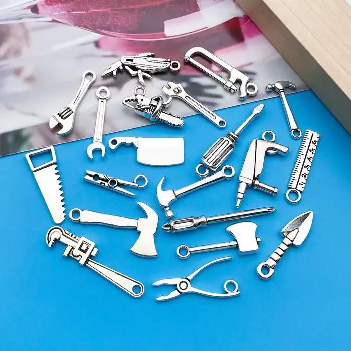 Lot de 20 pièces / Série d'outils en argent antique pour la fabrication de bijoux fantaisie DIY