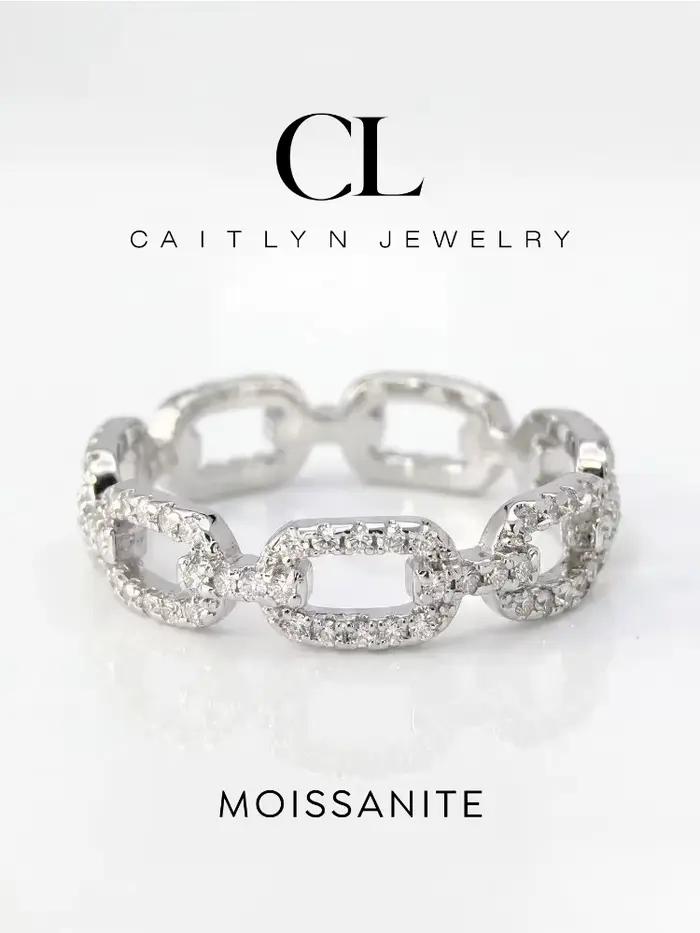Bague en argent sterling 925 sertie de moissanite blanche pour femme occasions spéciales alliance de mariage bijoux fins elegant à offrir