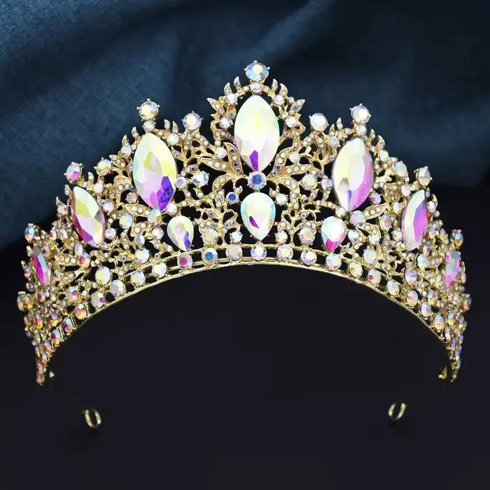 Parure de bijoux vintage baroque avec couronne en strass